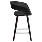 Tabouret de bar ultra-moderne Merrick Lane 24 pouces en bois avec siège rembourré noir