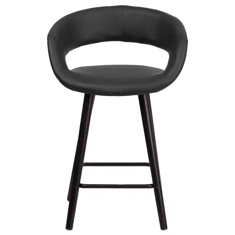 Tabouret de bar ultra-moderne Merrick Lane 24 pouces en bois avec siège rembourré noir