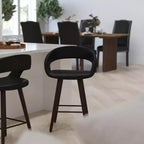 Tabouret de bar ultra-moderne Merrick Lane 24 pouces en bois avec siège rembourré noir