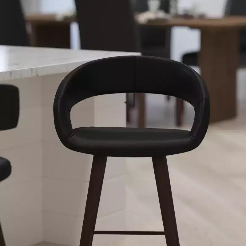 Tabouret de bar ultra-moderne Merrick Lane 24 pouces en bois avec siège rembourré noir