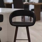 Tabouret de bar ultra-moderne Merrick Lane 24 pouces en bois avec siège rembourré noir