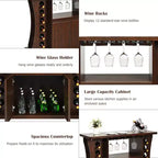 Costway Buffet roulant en bois avec porte-bouteilles et porte-verres