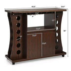 Costway Buffet roulant en bois avec porte-bouteilles et porte-verres