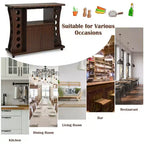 Costway Buffet roulant en bois avec porte-bouteilles et porte-verres
