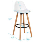 Costway Lot de 2 Tabourets de Bar Mi-Siècle 72,5 cm Chaises de Bar de Salle à Manger avec Siège Rembourré en Cuir Blanc