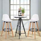 Costway Lot de 2 Tabourets de Bar Mi-Siècle 72,5 cm Chaises de Bar de Salle à Manger avec Siège Rembourré en Cuir Blanc