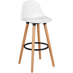 Costway Lot de 2 Tabourets de Bar Mi-Siècle 72,5 cm Chaises de Bar de Salle à Manger avec Siège Rembourré en Cuir Blanc
