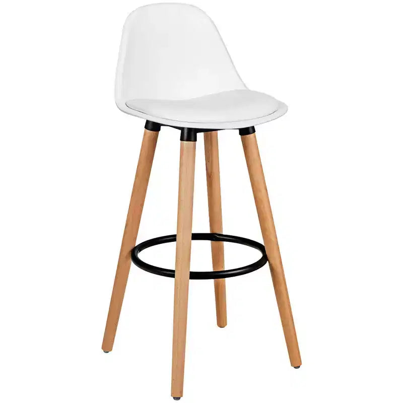 Costway Lot de 2 Tabourets de Bar Mi-Siècle 72,5 cm Chaises de Bar de Salle à Manger avec Siège Rembourré en Cuir Blanc