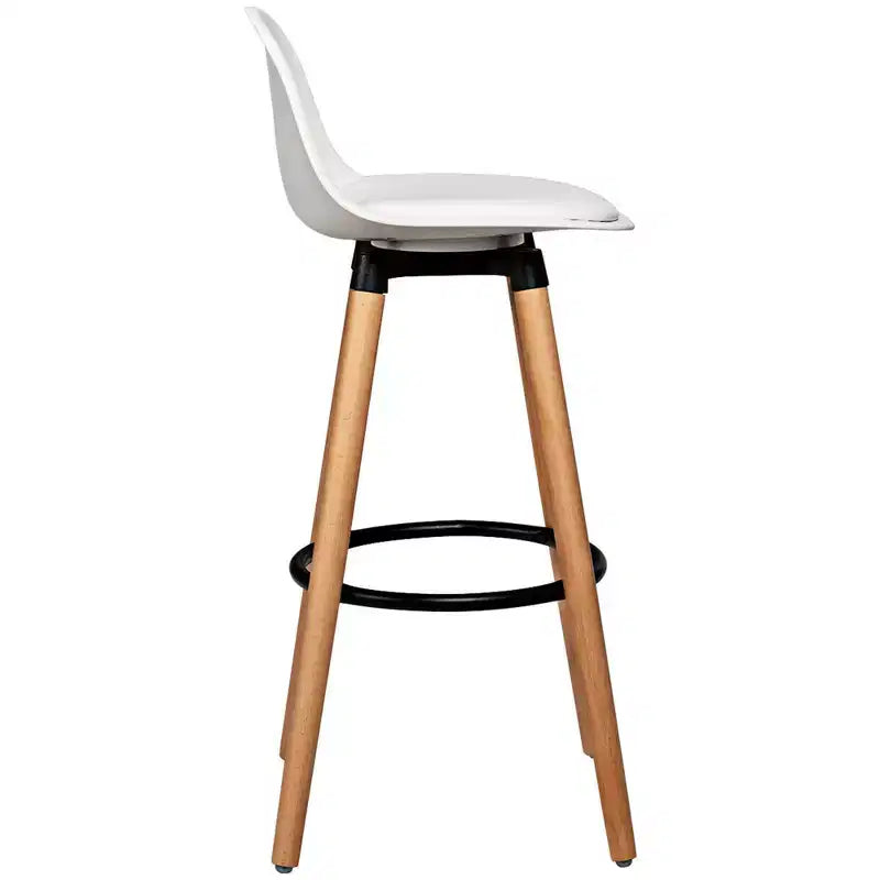 Costway Lot de 2 Tabourets de Bar Mi-Siècle 72,5 cm Chaises de Bar de Salle à Manger avec Siège Rembourré en Cuir Blanc