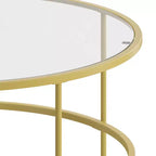 Table basse en verre Newbury Merrick Lane avec cadre rond doré mat et pieds verticaux