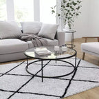 Table basse en verre Newbury Merrick Lane avec cadre rond doré mat et pieds verticaux