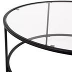 Table basse en verre Newbury Merrick Lane avec cadre rond doré mat et pieds verticaux