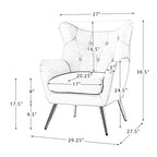 Fauteuil d'appoint rembourré moderne Godefroy en velours avec dossier ailé | Karat Home