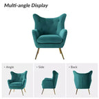 Fauteuil d'appoint rembourré moderne Godefroy en velours avec dossier ailé | Karat Home