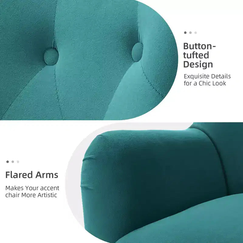 Fauteuil d'appoint rembourré moderne Godefroy en velours avec dossier ailé | Karat Home