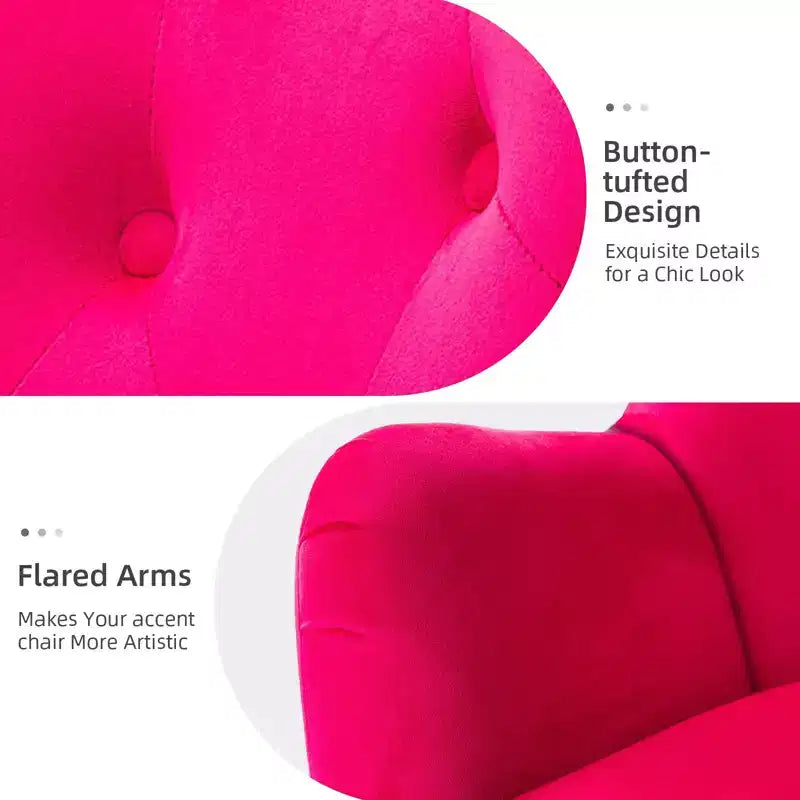 Fauteuil d'appoint rembourré moderne Godefroy en velours avec dossier ailé | Karat Home