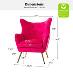 Fauteuil d'appoint rembourré moderne Godefroy en velours avec dossier ailé | Karat Home