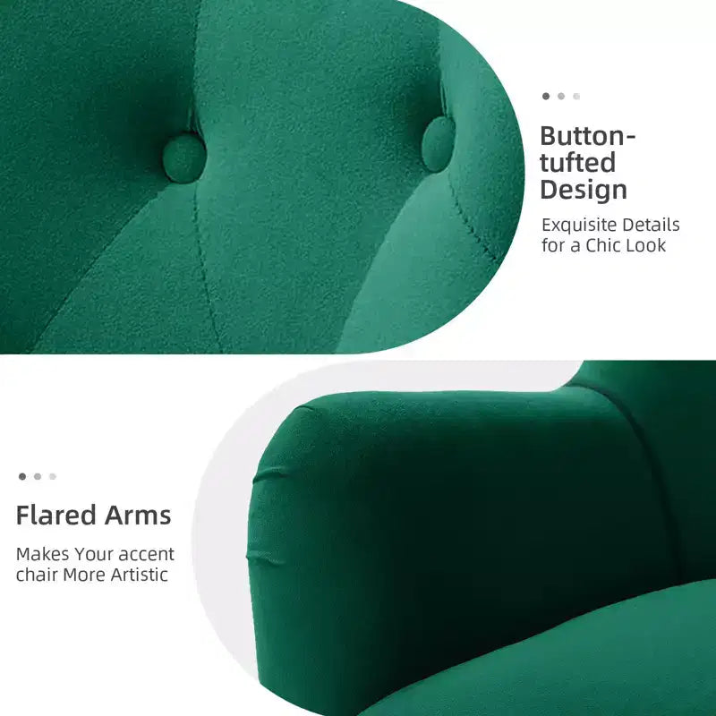 Fauteuil d'appoint rembourré moderne Godefroy en velours avec dossier ailé | Karat Home
