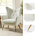 Fauteuil d'appoint rembourré moderne Godefroy en velours avec dossier ailé | Karat Home
