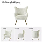 Fauteuil d'appoint rembourré moderne Godefroy en velours avec dossier ailé | Karat Home