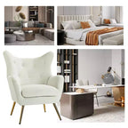 Fauteuil d'appoint rembourré moderne Godefroy en velours avec dossier ailé | Karat Home