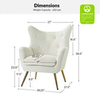 Fauteuil d'appoint rembourré moderne Godefroy en velours avec dossier ailé | Karat Home