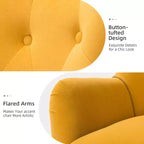 Fauteuil d'appoint rembourré moderne Godefroy en velours avec dossier ailé | Karat Home