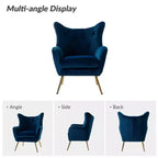 Fauteuil d'appoint rembourré moderne Godefroy en velours avec dossier ailé | Karat Home