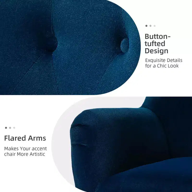 Fauteuil d'appoint rembourré moderne Godefroy en velours avec dossier ailé | Karat Home