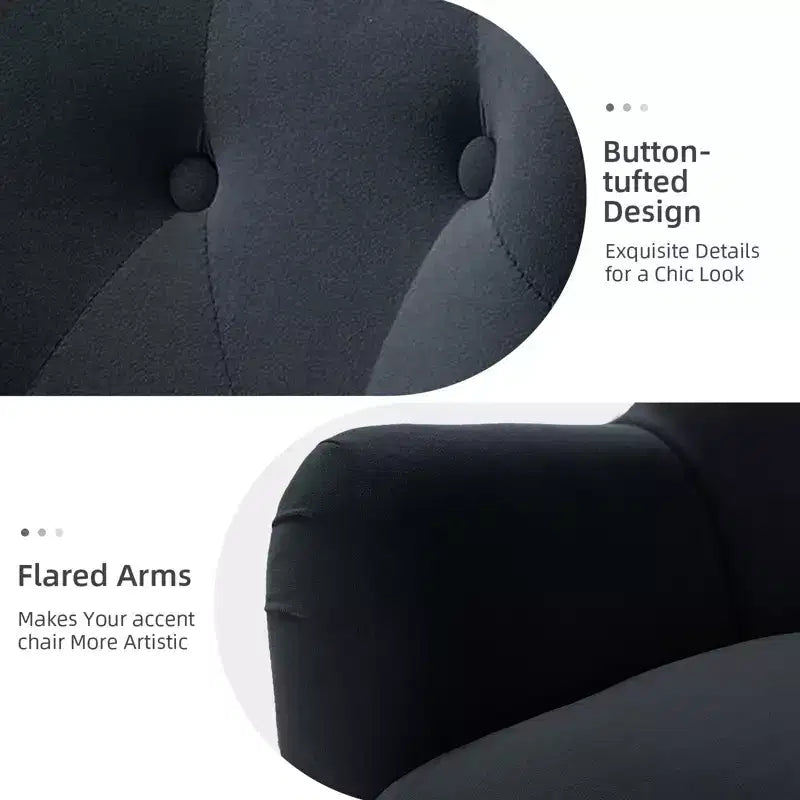 Fauteuil d'appoint rembourré moderne Godefroy en velours avec dossier ailé | Karat Home