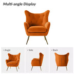 Fauteuil d'appoint rembourré moderne Godefroy en velours avec dossier ailé | Karat Home