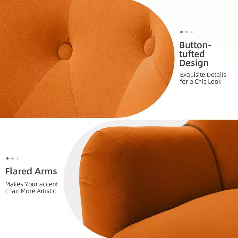 Fauteuil d'appoint rembourré moderne Godefroy en velours avec dossier ailé | Karat Home