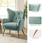 Fauteuil d'appoint rembourré moderne Godefroy en velours avec dossier ailé | Karat Home