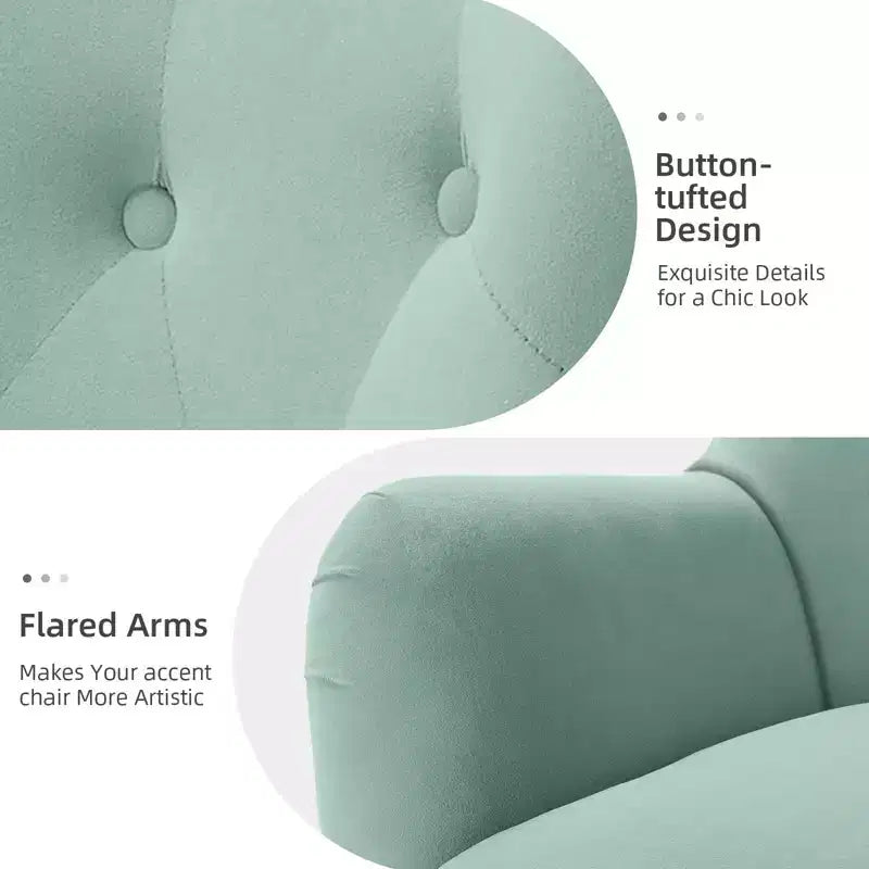 Fauteuil d'appoint rembourré moderne Godefroy en velours avec dossier ailé | Karat Home