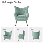 Fauteuil d'appoint rembourré moderne Godefroy en velours avec dossier ailé | Karat Home