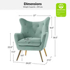 Fauteuil d'appoint rembourré moderne Godefroy en velours avec dossier ailé | Karat Home