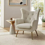 Fauteuil d'appoint rembourré moderne Godefroy en velours avec dossier ailé | Karat Home