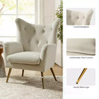 Fauteuil d'appoint rembourré moderne Godefroy en velours avec dossier ailé | Karat Home
