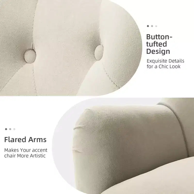 Fauteuil d'appoint rembourré moderne Godefroy en velours avec dossier ailé | Karat Home