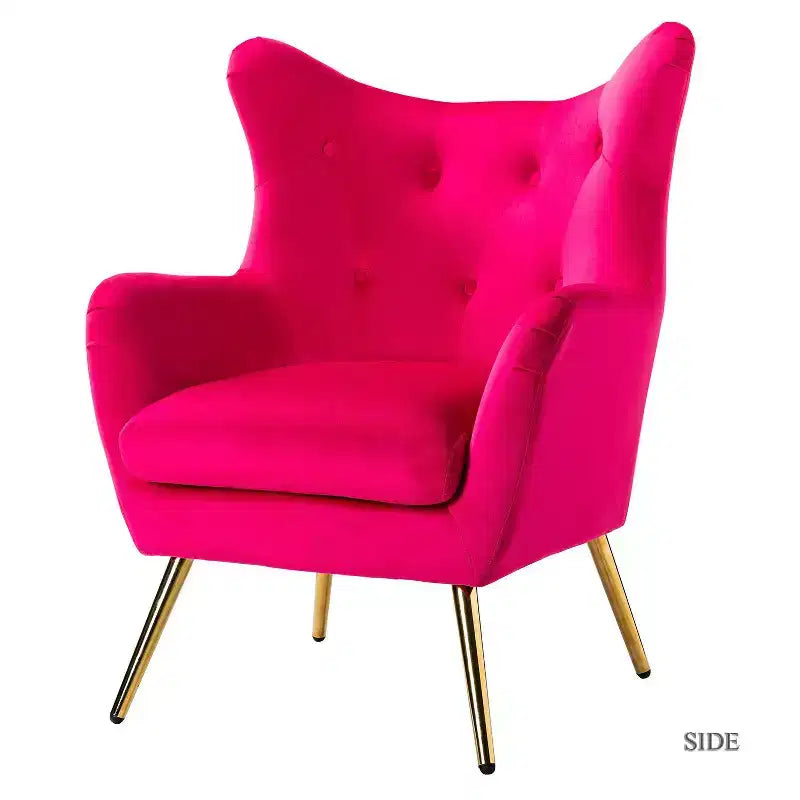 Fauteuil d'appoint rembourré moderne Godefroy en velours avec dossier ailé | Karat Home