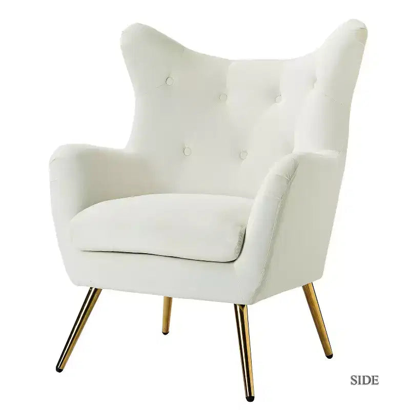 Fauteuil d'appoint rembourré moderne Godefroy en velours avec dossier ailé | Karat Home