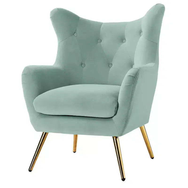 Fauteuil d'appoint rembourré moderne Godefroy en velours avec dossier ailé | Karat Home