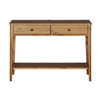 MUSEHOMEINC Table console d'entrée 2 niveaux en bois massif de style Mid-Century contemporain classique avec tiroirs de rangement, brun miel