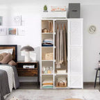Costway Armoire Portable Moderne Pliable avec 10 Cubes et Tiges de Suspension