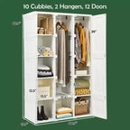 Costway Armoire Portable Moderne Pliable avec 10 Cubes et Tiges de Suspension