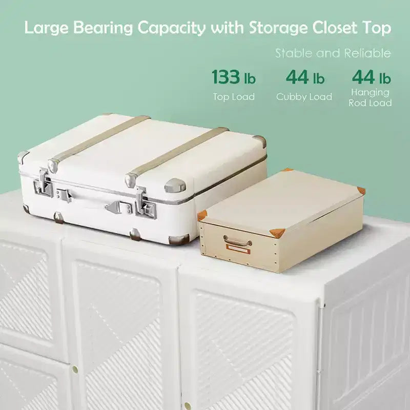 Costway Armoire Portable Moderne Pliable avec 10 Cubes et Tiges de Suspension