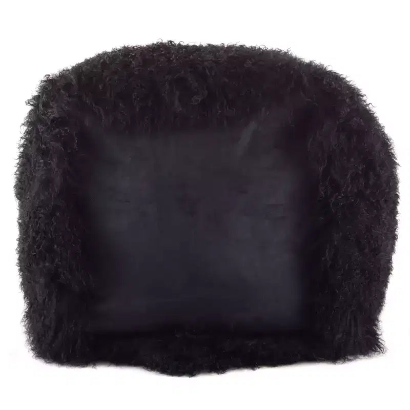 Saro Lifestyle Pouf carré ottoman en vraie fourrure d'agneau 100 % laine mongol