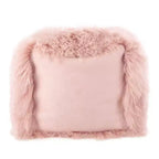 Saro Lifestyle Pouf carré ottoman en vraie fourrure d'agneau 100 % laine mongol