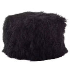 Saro Lifestyle Real Mongolian 100% Wool Lamb Fur Pouf Ottoman Square
