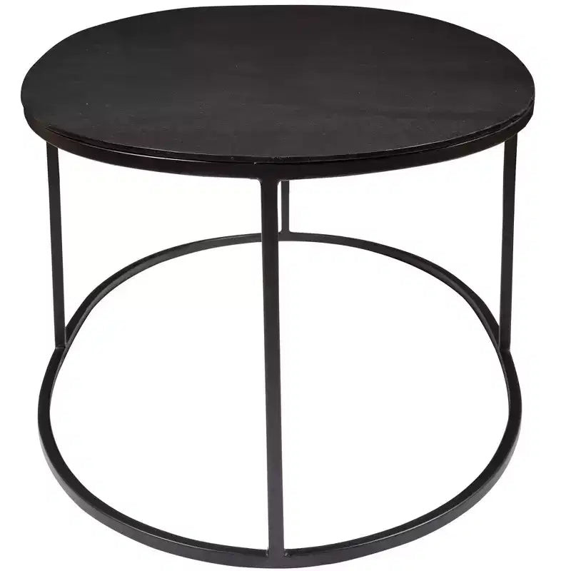 Table basse ovale industrielle moderne Uttermost en fer noir vieilli et aluminium, 122 x 61 cm, plateau antique plaqué, pour salon et chambre